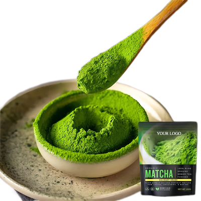 Ιδιωτική σκόνη τσαγιού ετικετών 100g πράσινη Matcha για το εστιατόριο