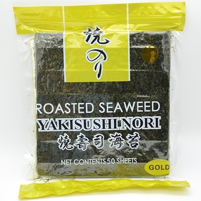 Χρυσά ψημένα Yaki Nori φύλλα αλγών Nori φυκιών τριζάτα 50