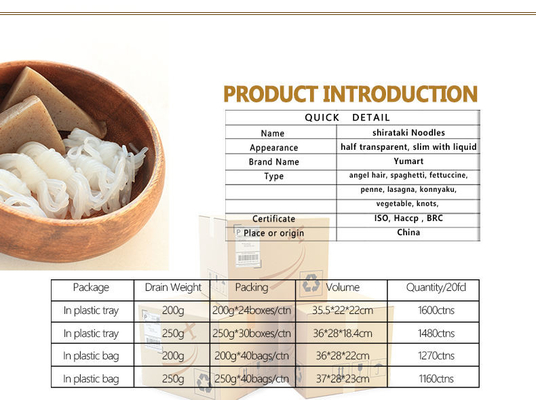 Χαμηλό Konjac Shirataki θερμίδων Konjac γλουτένης νουντλς ελεύθερο ρύζι Shirataki